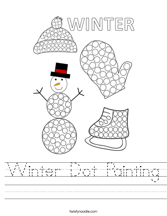 Winter Dot Painting Worksheet - Twisty Noodle