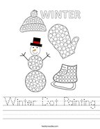 Winter Dot Painting Handwriting Sheet