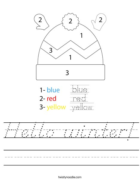Winter Hat Color by Number Worksheet