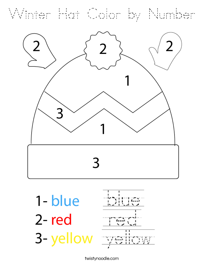 Winter Hat Color by Number Coloring Page