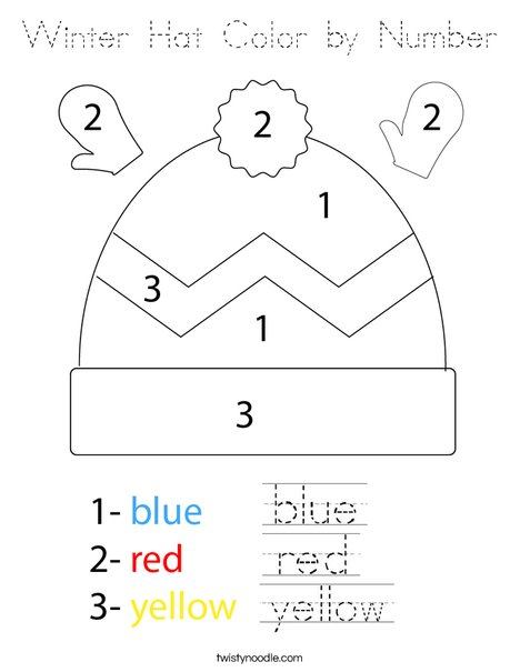 Winter Hat Color by Number Coloring Page