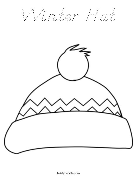 Winter Hat Coloring Page - D'Nealian - Twisty Noodle