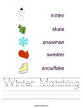 Winter Matching Worksheet