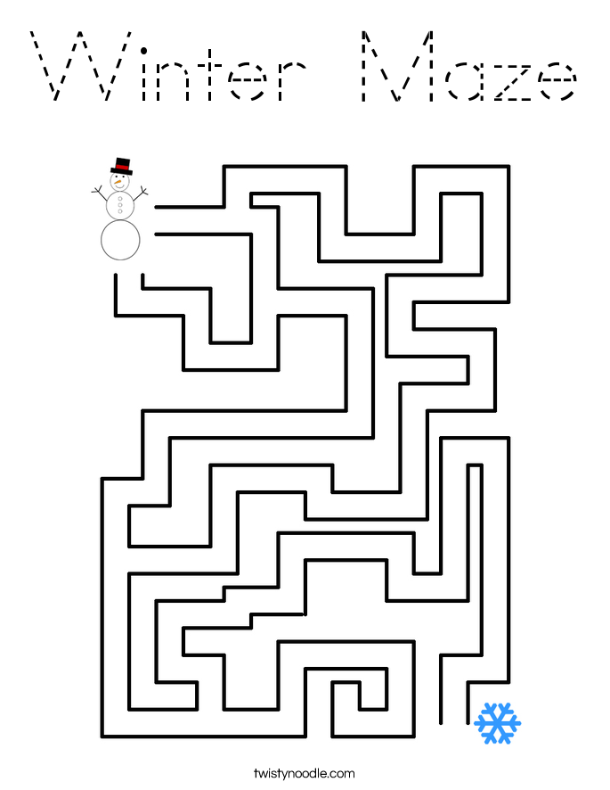 Winter Maze Coloring Page