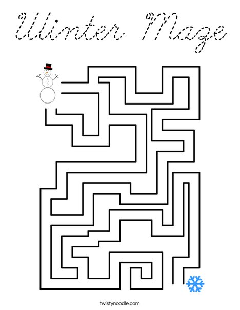 Winter Maze Coloring Page