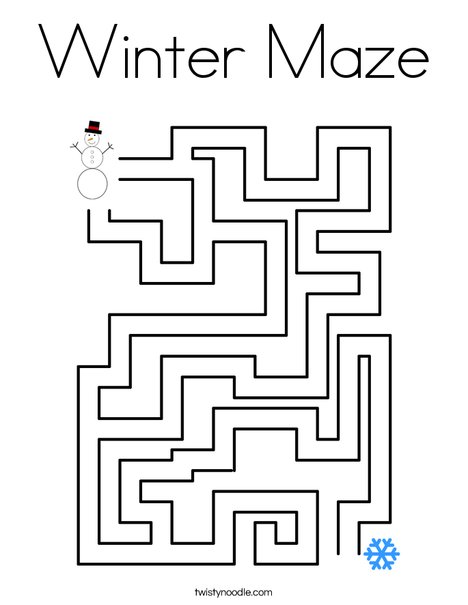 winter maze coloring page twisty noodle