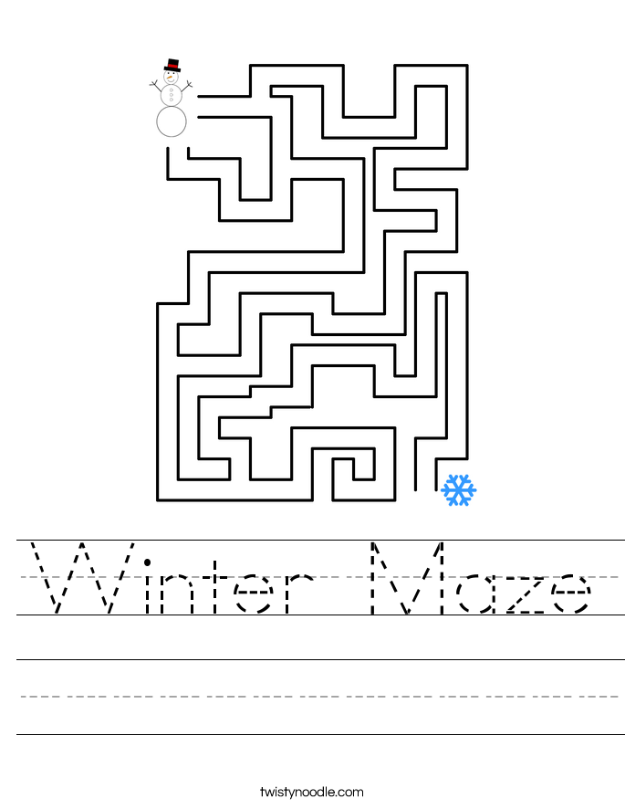 Winter Maze Worksheet Twisty Noodle Winter Maze Worksheet Twisty Noodle