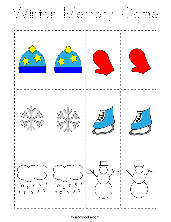 Winter Memory Game Coloring Page