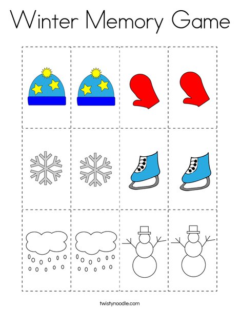 Winter Memory Game Coloring Page