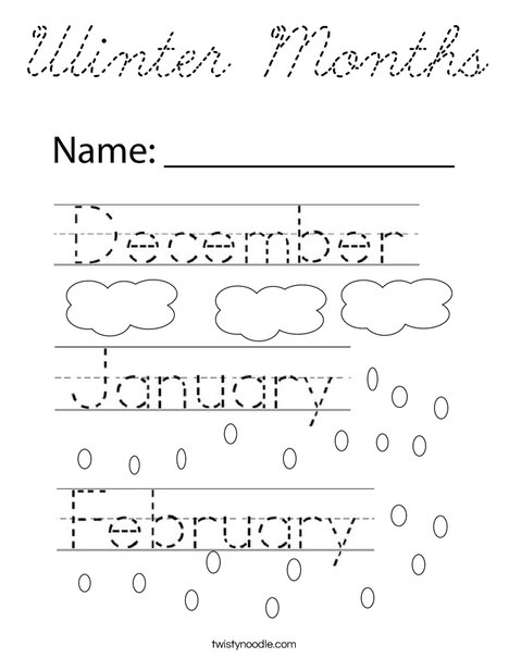 Winter Months Coloring Page