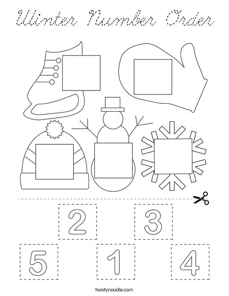 Winter Number Order Coloring Page