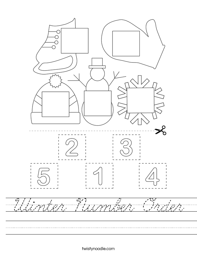 Winter Number Order Worksheet