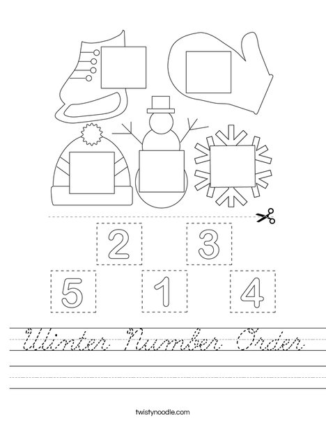 Winter Number Order Worksheet