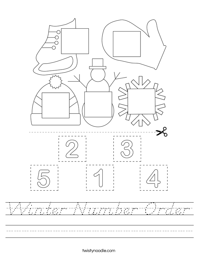Winter Number Order Worksheet