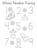 Winter Number Tracing Coloring Page
