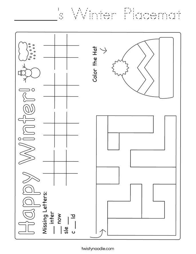______'s Winter Placemat Coloring Page