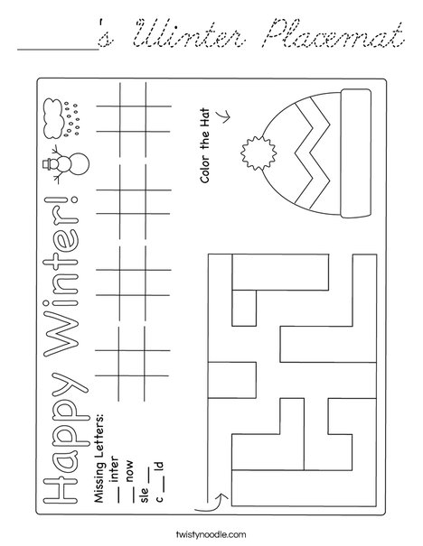 Winter Placemat Coloring Page