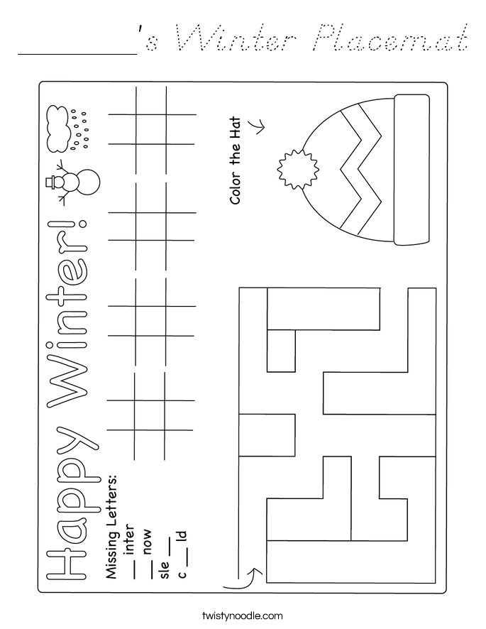 ______'s Winter Placemat Coloring Page