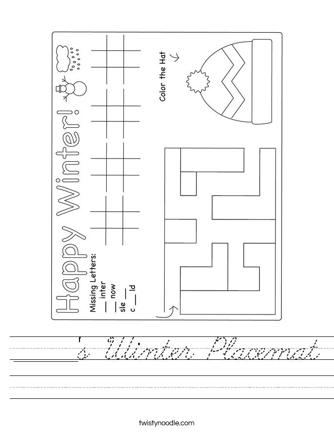 ______'s Winter Placemat Worksheet