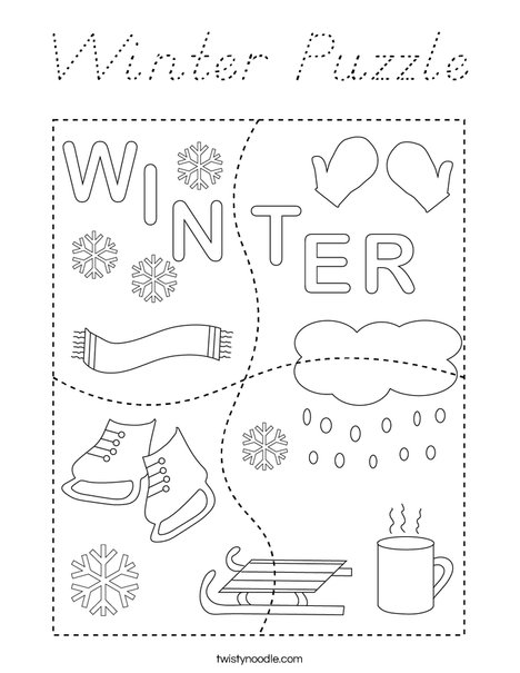 Winter Puzzle Coloring Page