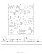 Winter Puzzle Handwriting Sheet