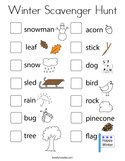 Winter Scavenger Hunt Coloring Page