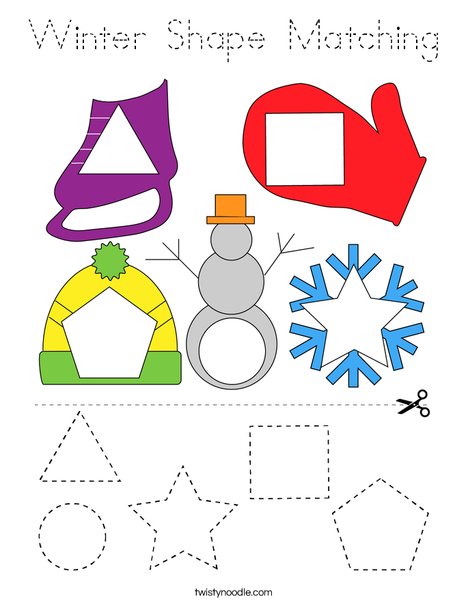 Winter Shape Matching Coloring Page
