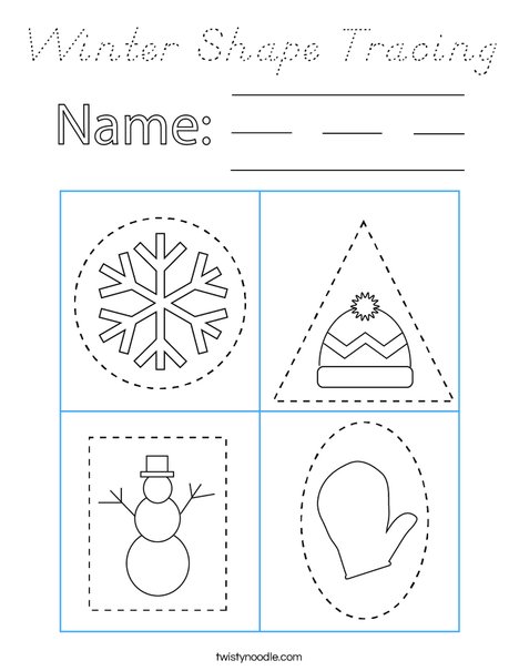 Winter Shape Tracing Coloring Page