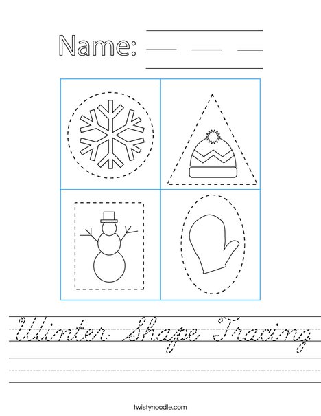 Winter Shape Tracing Worksheet