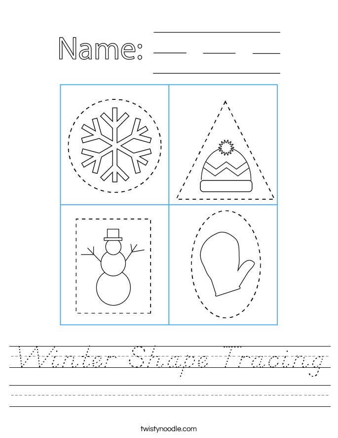 Winter Shape Tracing Worksheet