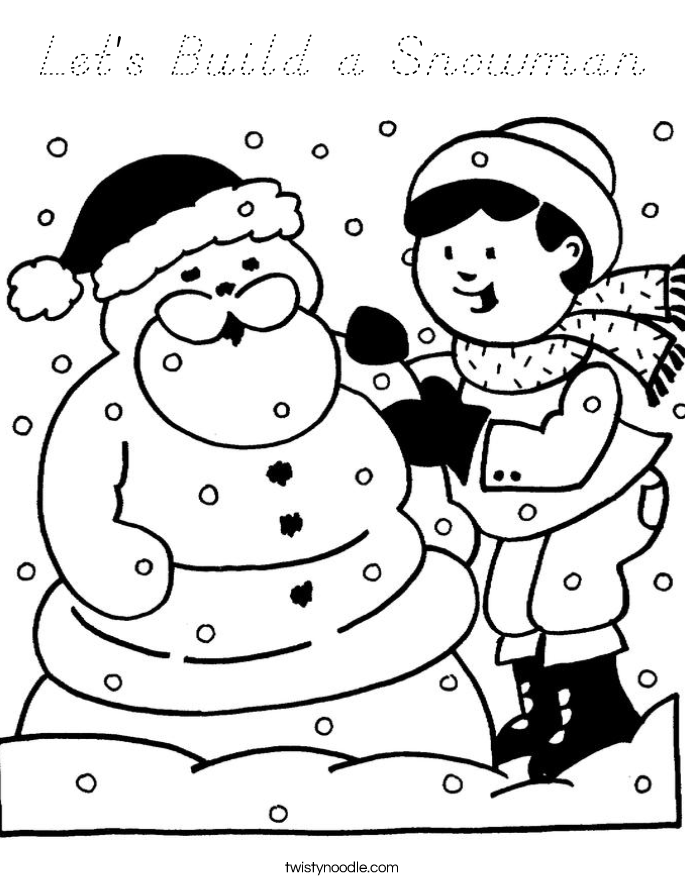 Let's Build a Snowman Coloring Page