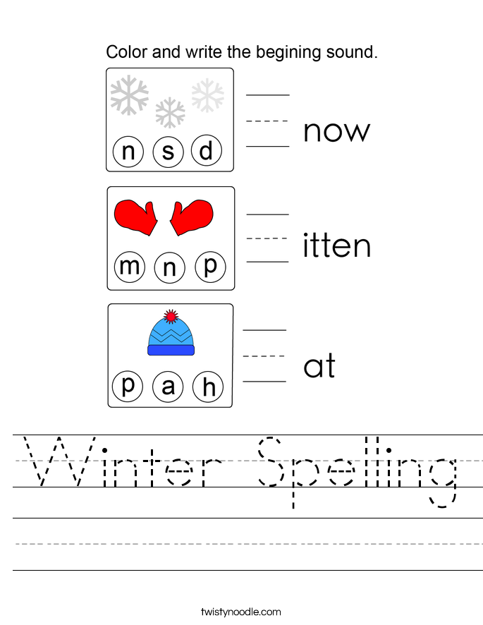 Winter Spelling Worksheet