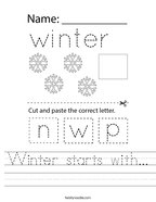 Winter starts with Handwriting Sheet