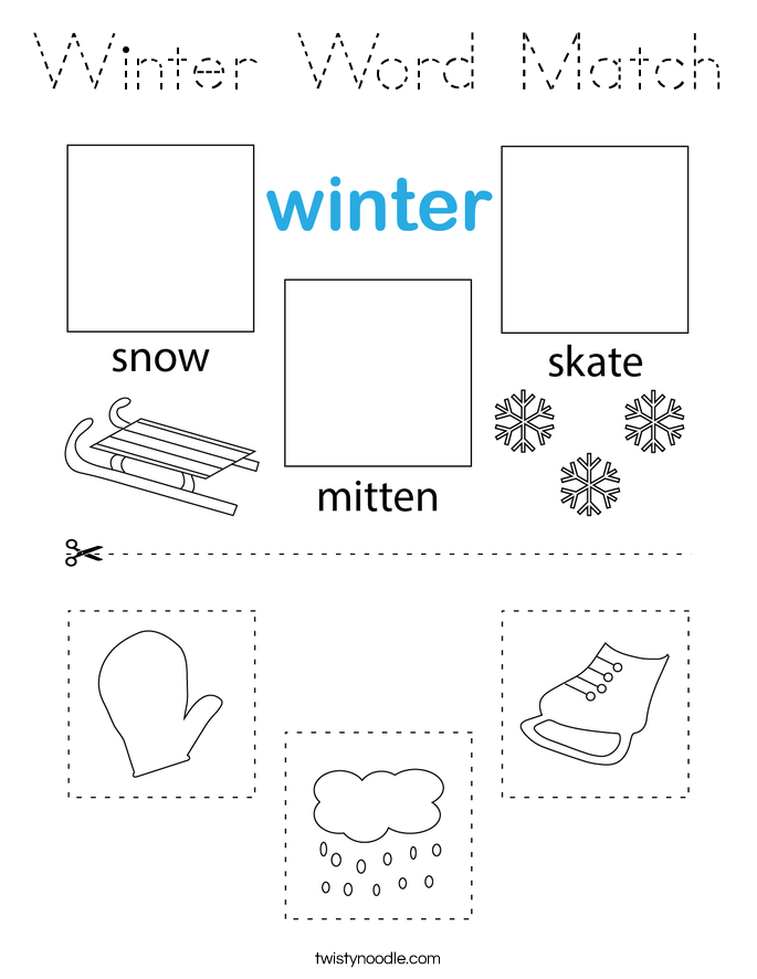 Winter Word Match Coloring Page