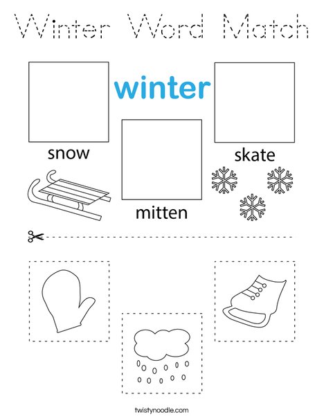 Winter Word Match Coloring Page