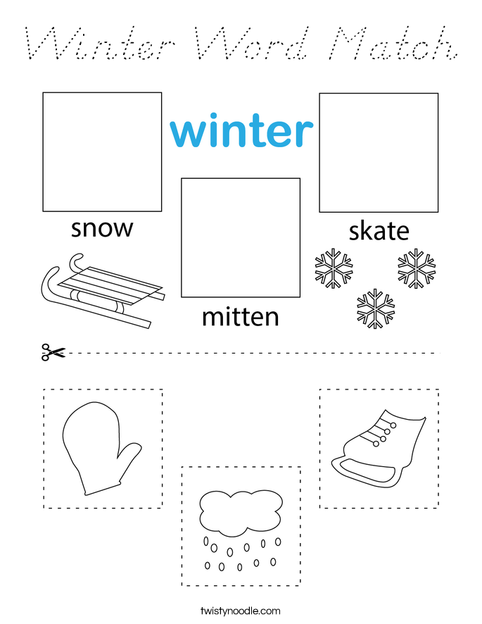 Winter Word Match Coloring Page