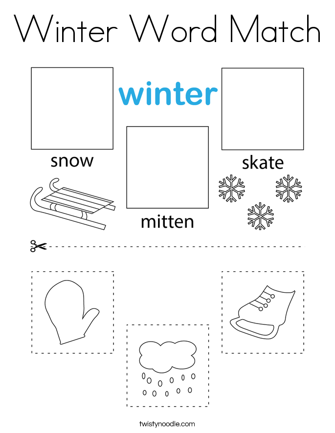 Winter Word Match Coloring Page