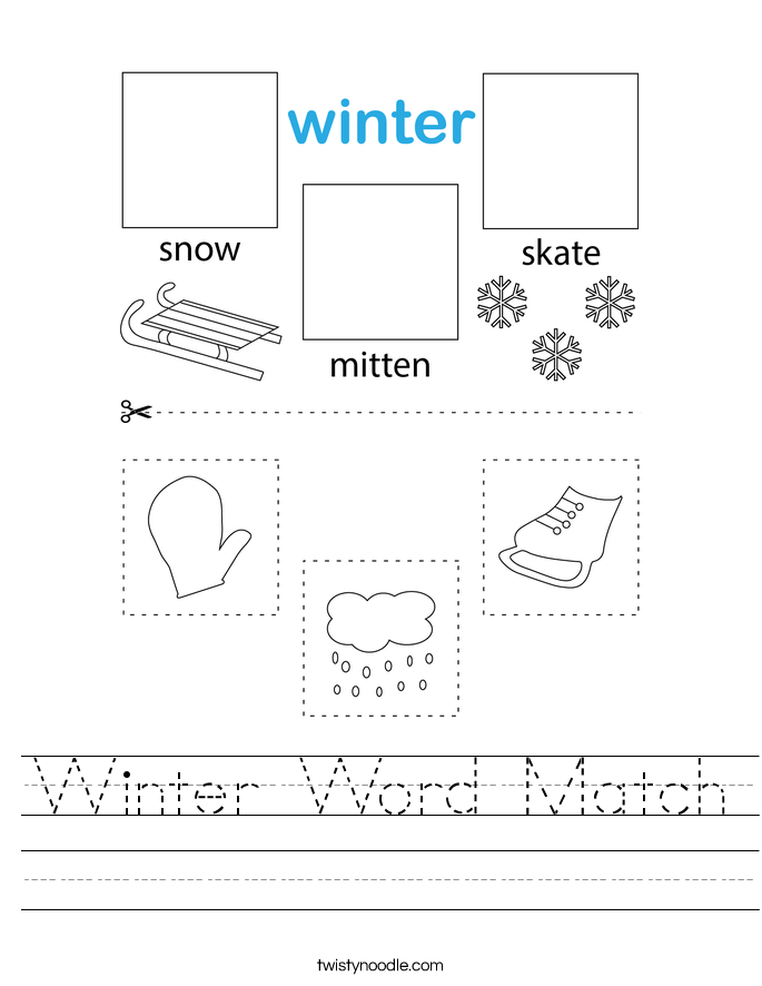 Winter Word Match Worksheet