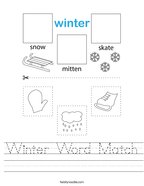 Winter Word Match Handwriting Sheet