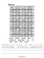 Winter Word Search Handwriting Sheet