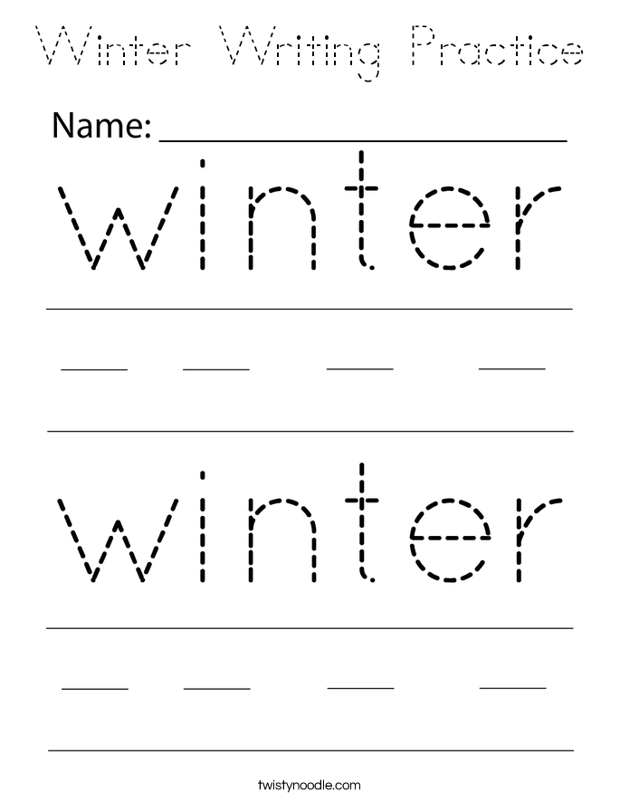 Winter Writing Practice Coloring Page