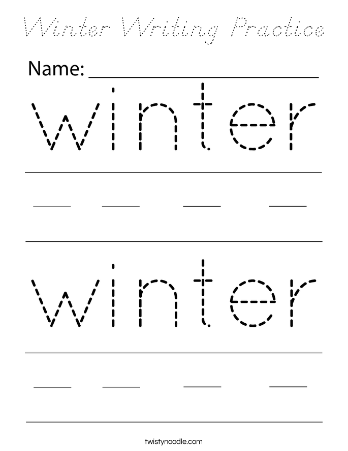 Winter Writing Practice Coloring Page