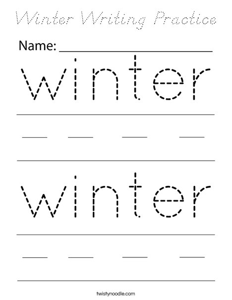 Winter Writing Practice Coloring Page