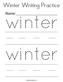 Winter Writing Practice Coloring Page