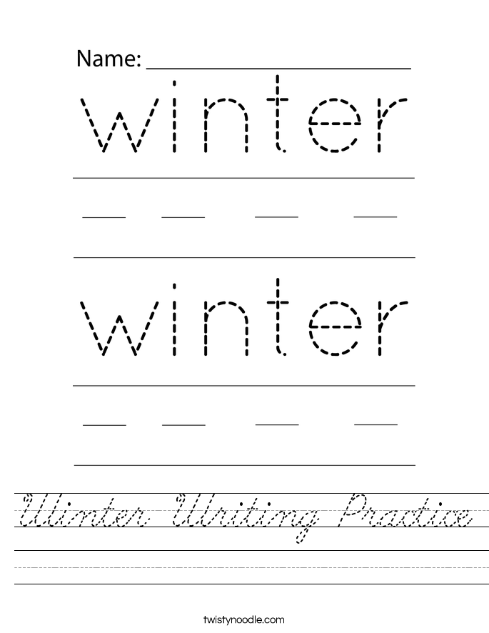 Winter Writing Practice Worksheet