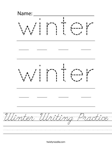 Winter Writing Practice Worksheet