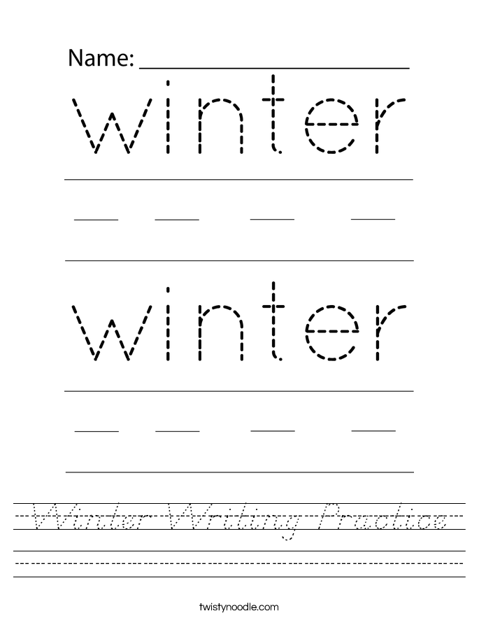 Winter Writing Practice Worksheet