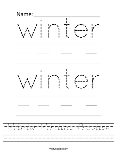 Winter Writing Practice Worksheet