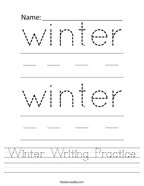 Winter Writing Practice Handwriting Sheet