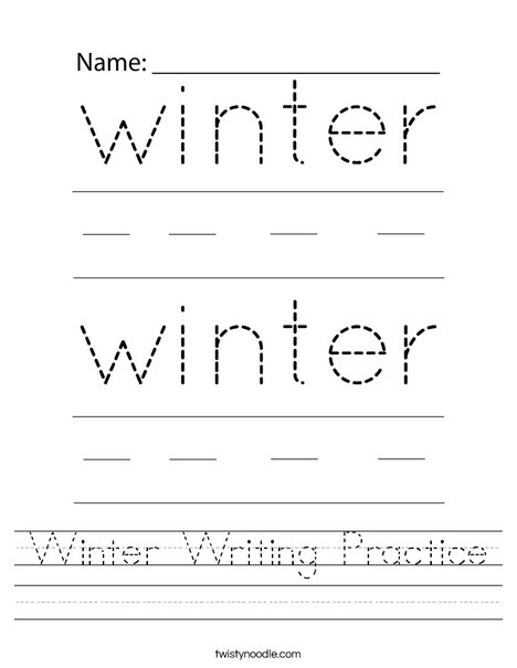 Winter Writing Practice Worksheet
